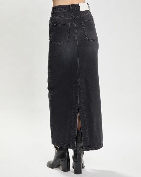 Dunkelgrauer langer Jeansrock