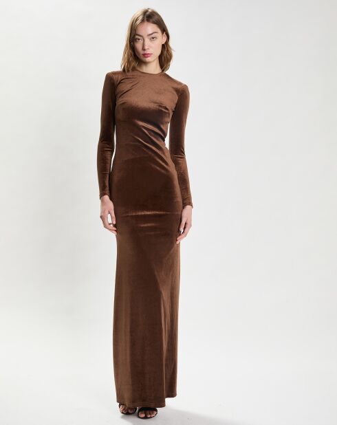 Robe longue Velours Emmanuelle marron