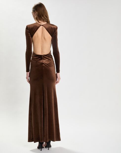 Robe longue Velours Emmanuelle marron