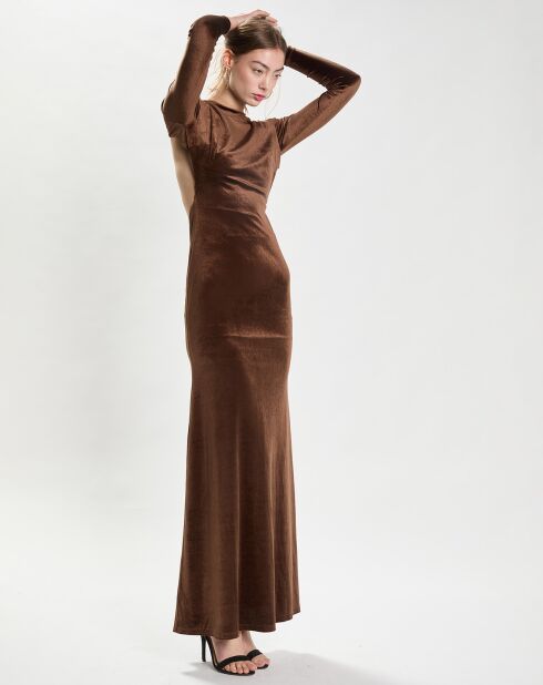 Robe longue Velours Emmanuelle marron