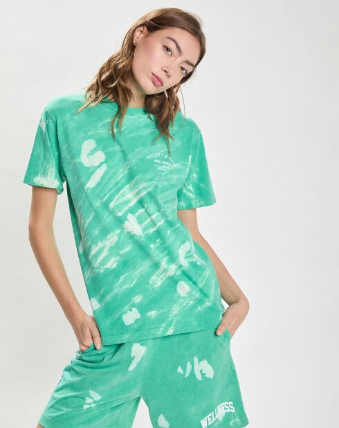 T-Shirt Wellness Studio Tie Dye vert/blanc