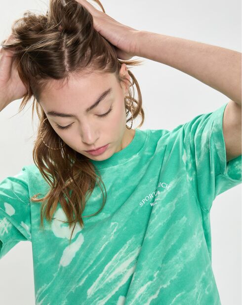 T-Shirt Wellness Studio Tie Dye vert/blanc