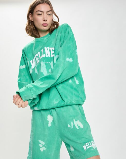 Sweat Wellness Ivy Tie Dye Crewneck vert/blanc