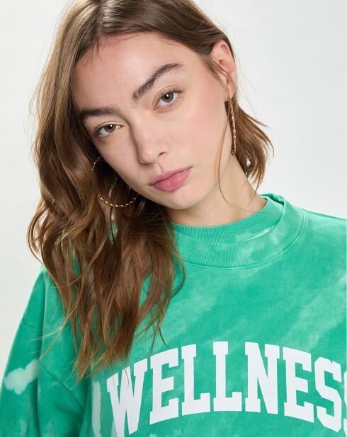 Sweat Wellness Ivy Tie Dye Crewneck vert/blanc