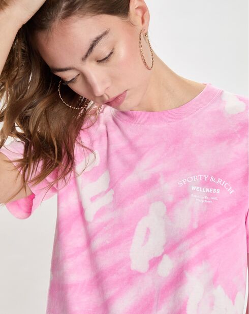 T-Shirt Wellness Studio Tie Dye rose/blanc