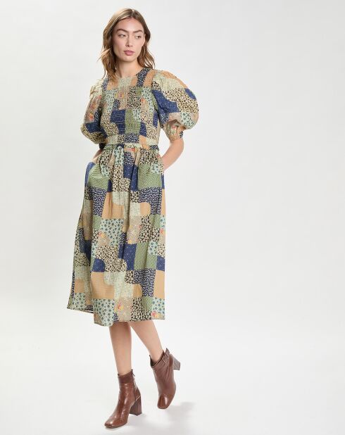 Robe Louie Patchwork Smocked multicolore