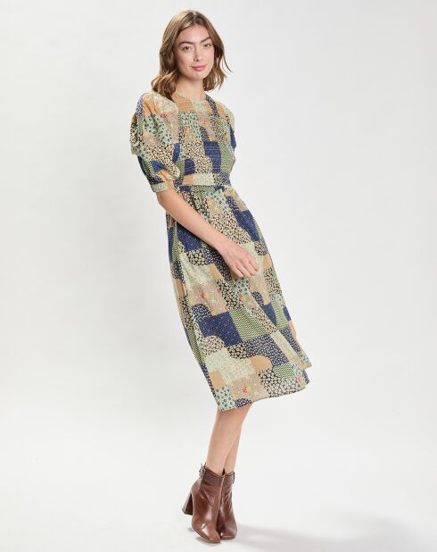 Robe Louie Patchwork Smocked multicolore