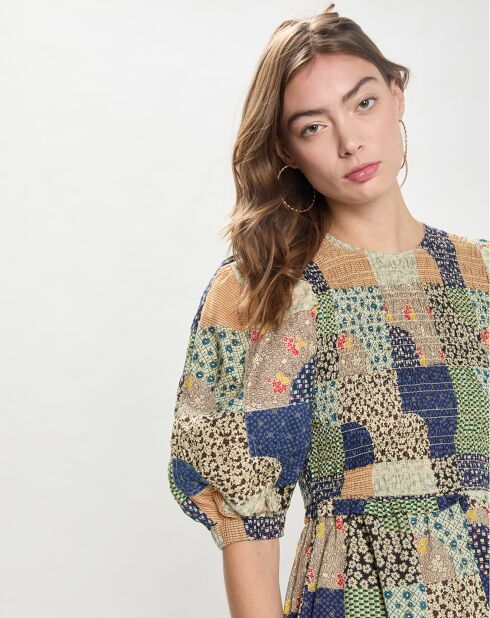 Robe Louie Patchwork Smocked multicolore