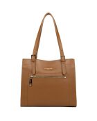 Sac cabas épaule en Cuir M foulonné Double camel/orange - 28.5x25x13 cm