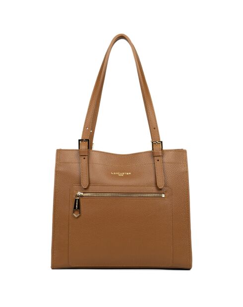 Sac cabas épaule en Cuir M foulonné Double camel/orange - 28.5x25x13 cm