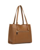 Sac cabas épaule en Cuir M foulonné Double camel/orange - 28.5x25x13 cm