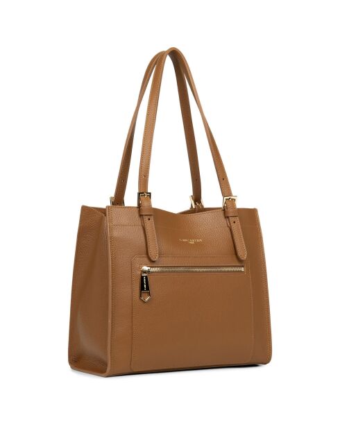 Sac cabas épaule en Cuir M foulonné Double camel/orange - 28.5x25x13 cm