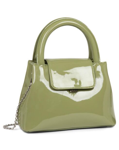 Sac à main à rabat avec fermoir Carla Vernis jade/vernis - 24x17x9.5 cm