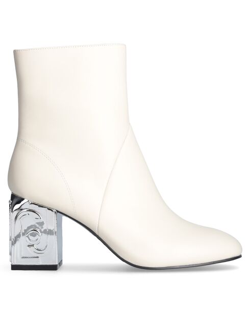 Bottines en Cuir Sara blanches - Talon 7 cm