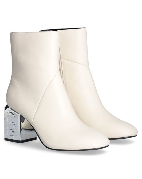 Bottines en Cuir Sara blanches - Talon 7 cm