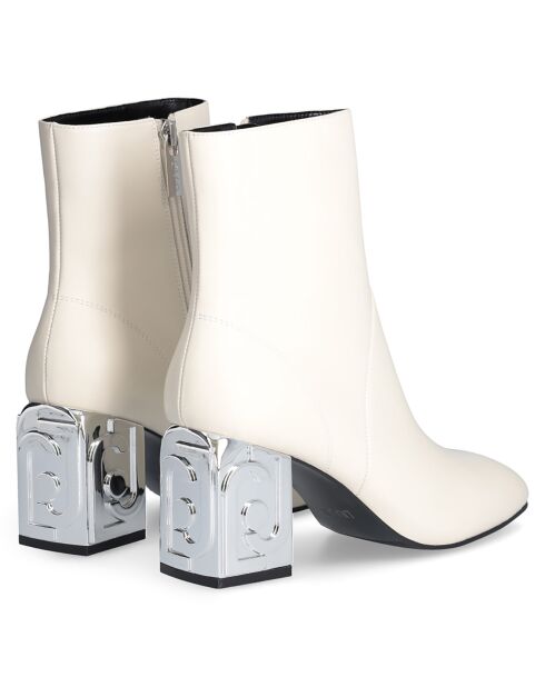 Bottines en Cuir Sara blanches - Talon 7 cm