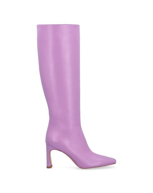 Botas Nancy de piel moradas - Tacón de 10 cm