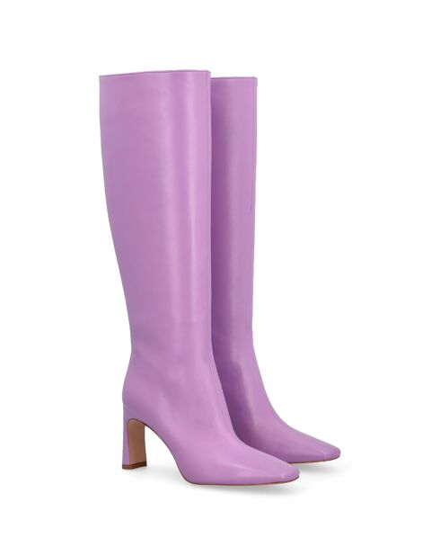Botas Nancy de piel moradas - Tacón de 10 cm