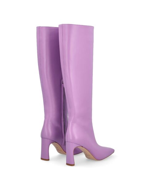 Botas Nancy de piel moradas - Tacón de 10 cm