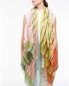 Foulard 100% Laine Céleste multicolore - 100x190 cm