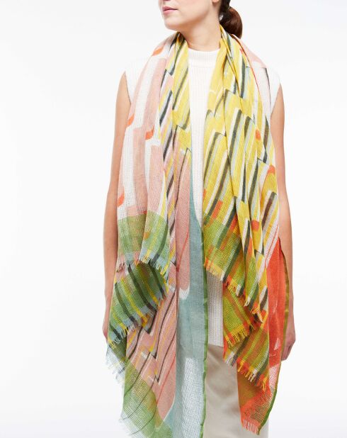 Foulard 100% Laine Céleste multicolore - 100x190 cm