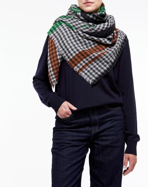 Foulard 100% Laine Décor noir - 85x190 cm