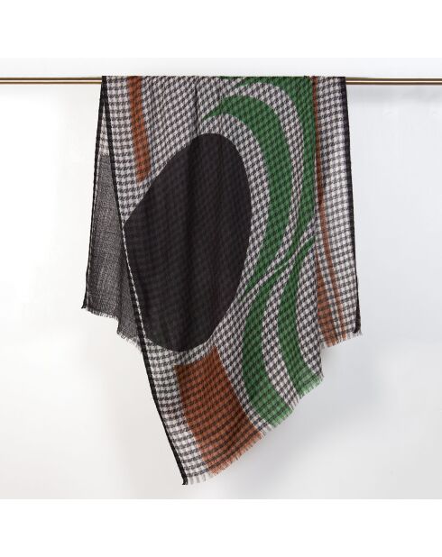 Foulard 100% Laine Décor noir - 85x190 cm