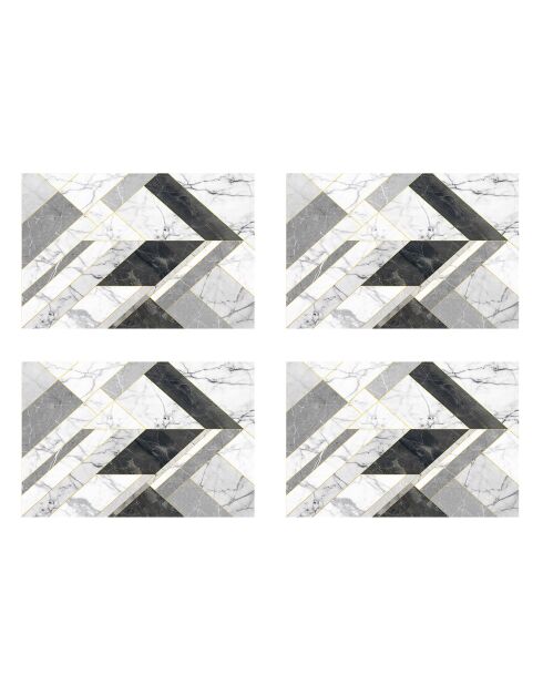4 Sets de table Marbre géométrie 2 gris - 30x45 cm