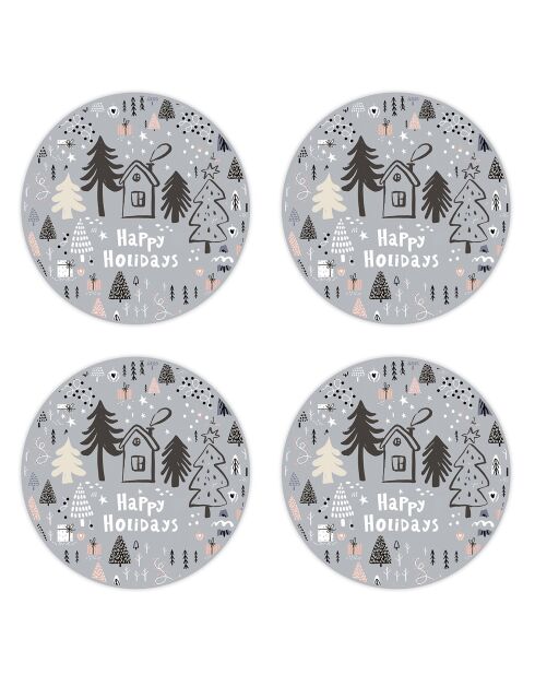 4 Sets de table Joyeuses Fêtes multicolores - D.40 cm