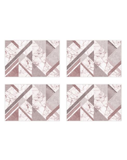 4 Sets de table Géométrie marbre roses - 30x45 cm