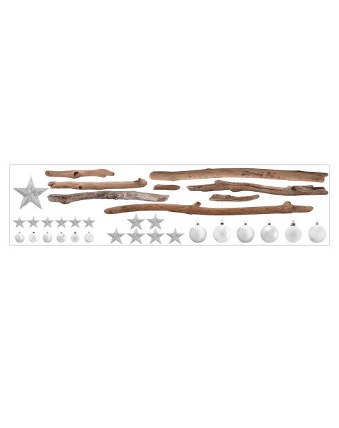 Autocollant branches de Noël Minimaliste multicolore