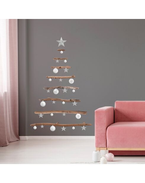 Autocollant branches de Noël Minimaliste multicolore