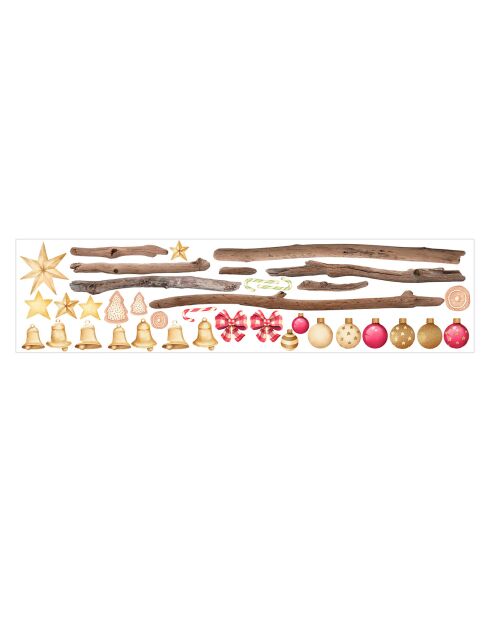 Autocollant branche de sapin de Noël multicolore