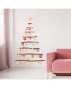 Autocollant branche de sapin de Noël multicolore