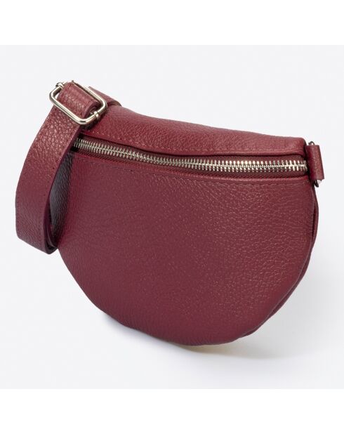 Riñonera de piel roja burdeos - 23x1x15 cm