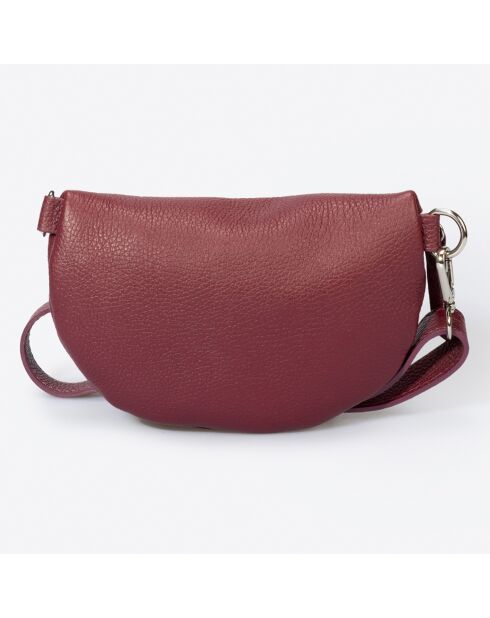 Riñonera de piel roja burdeos - 23x1x15 cm