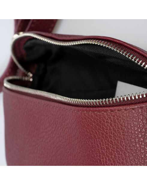 Riñonera de piel roja burdeos - 23x1x15 cm