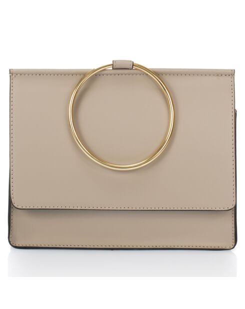 Sac bandoulière en Cuir taupe - 24x8x19 cm