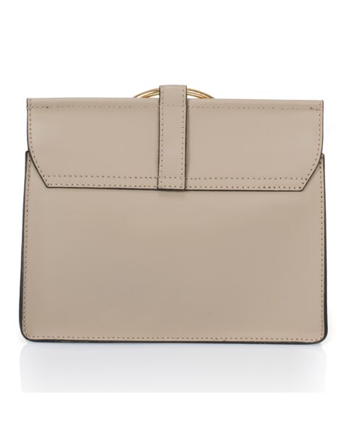 Sac bandoulière en Cuir taupe - 24x8x19 cm