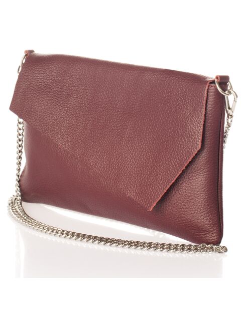 Borsa a tracolla in pelle rosso vino - 26x2x18 cm