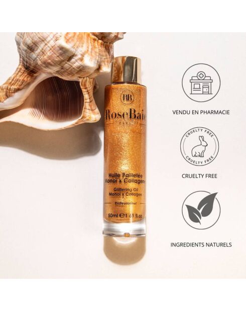 L'huile pailletée au Monoï et au collagène - 50 ml