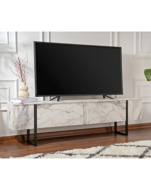 Meuble TV Serenity marbre/noir - 180x45x30 cm