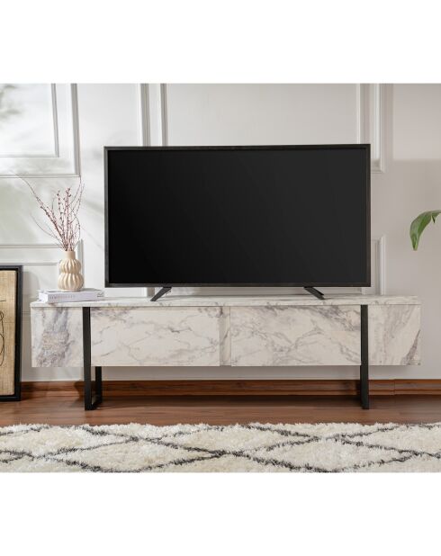 Meuble TV Serenity marbre/noir - 180x45x30 cm
