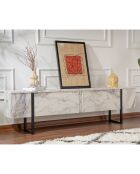 Meuble TV Serenity marbre/noir - 180x45x30 cm