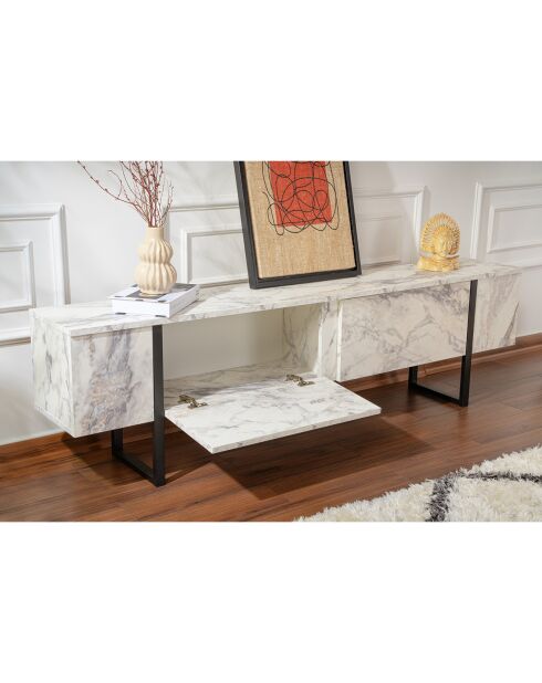 Meuble TV Serenity marbre/noir - 180x45x30 cm