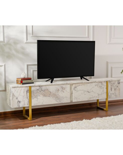 Meuble TV Serenity marbre/doré - 180x45x30 cm