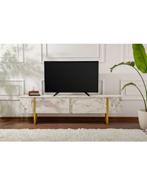 Meuble TV Serenity marbre/doré - 180x45x30 cm