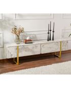 Meuble TV Serenity marbre/doré - 180x45x30 cm