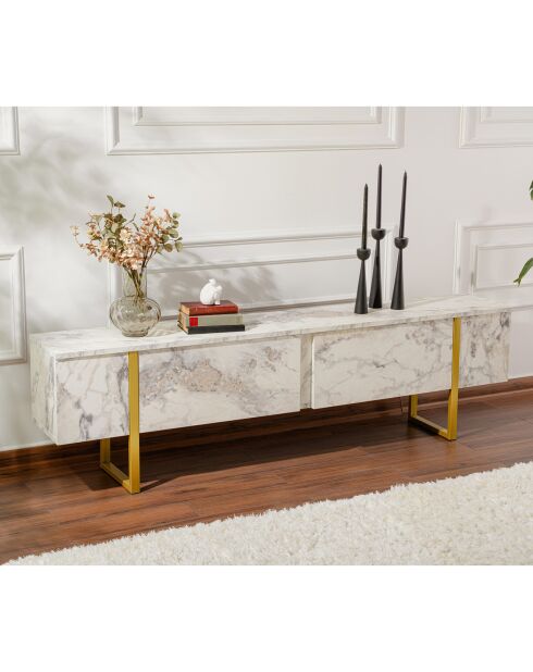 Meuble TV Serenity marbre/doré - 180x45x30 cm