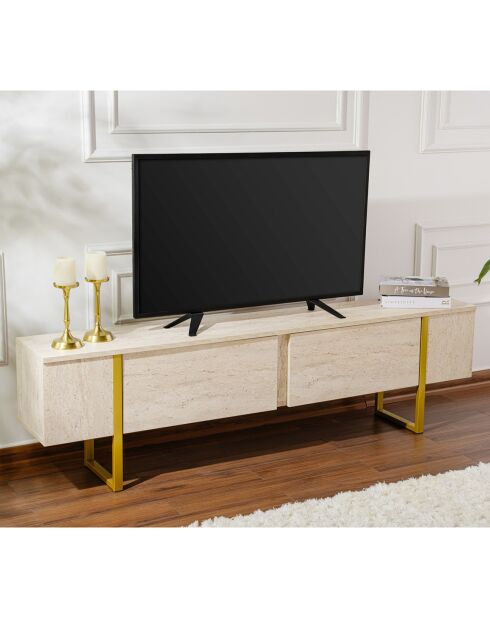 Meuble TV Serenity travertin/doré - 180x45x30 cm